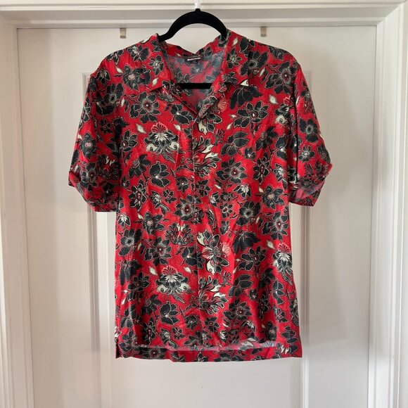 Just Cavalli Men's Floral-Print Shirt Size 48 Color Red Black - Picture 2 of 7